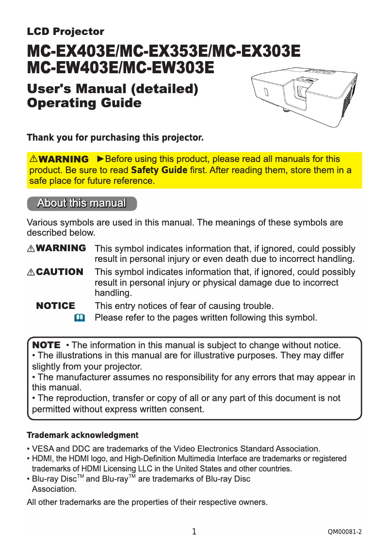 Page n°1 - Manuel utilisateur Maxell MC-EX353E