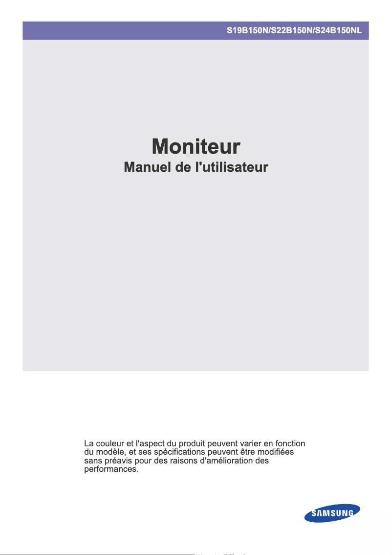 Page 1 de la notice Manuel utilisateur Samsung SyncMaster S19B350B