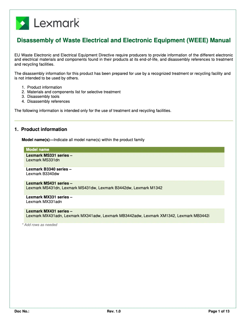 Image de la première page du manuel de l'appareil MX431