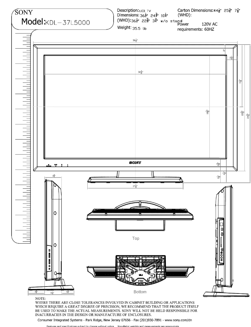 Page 1 de la notice Guide d'installation Sony Bravia KDL-37L5000
