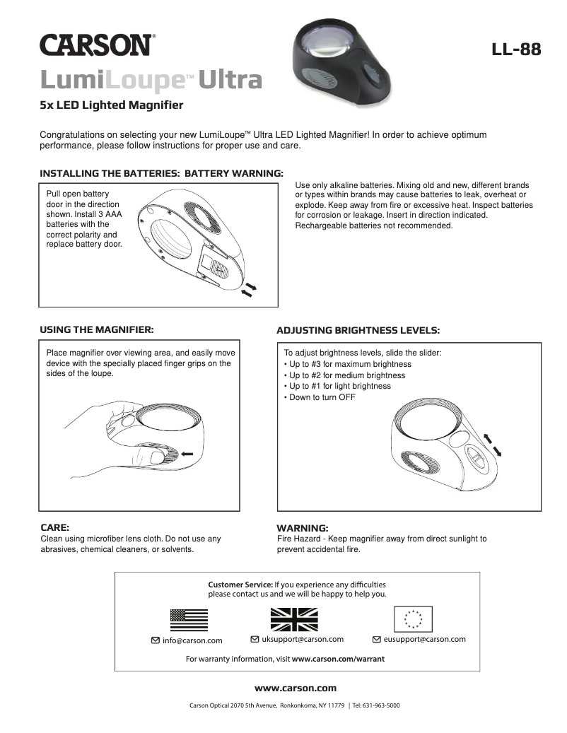 Image de la première page du manuel de l'appareil LumiLoupe LL-88
