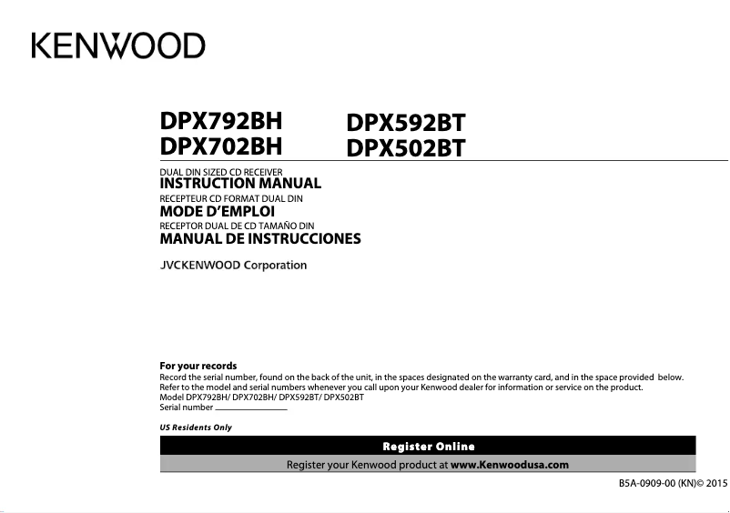 Image de la première page du manuel de l'appareil DPX592BT