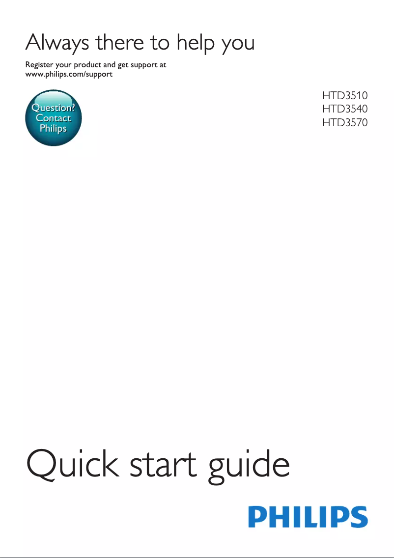 Page n°1 - Guide de démarrage rapide Philips HTD3540