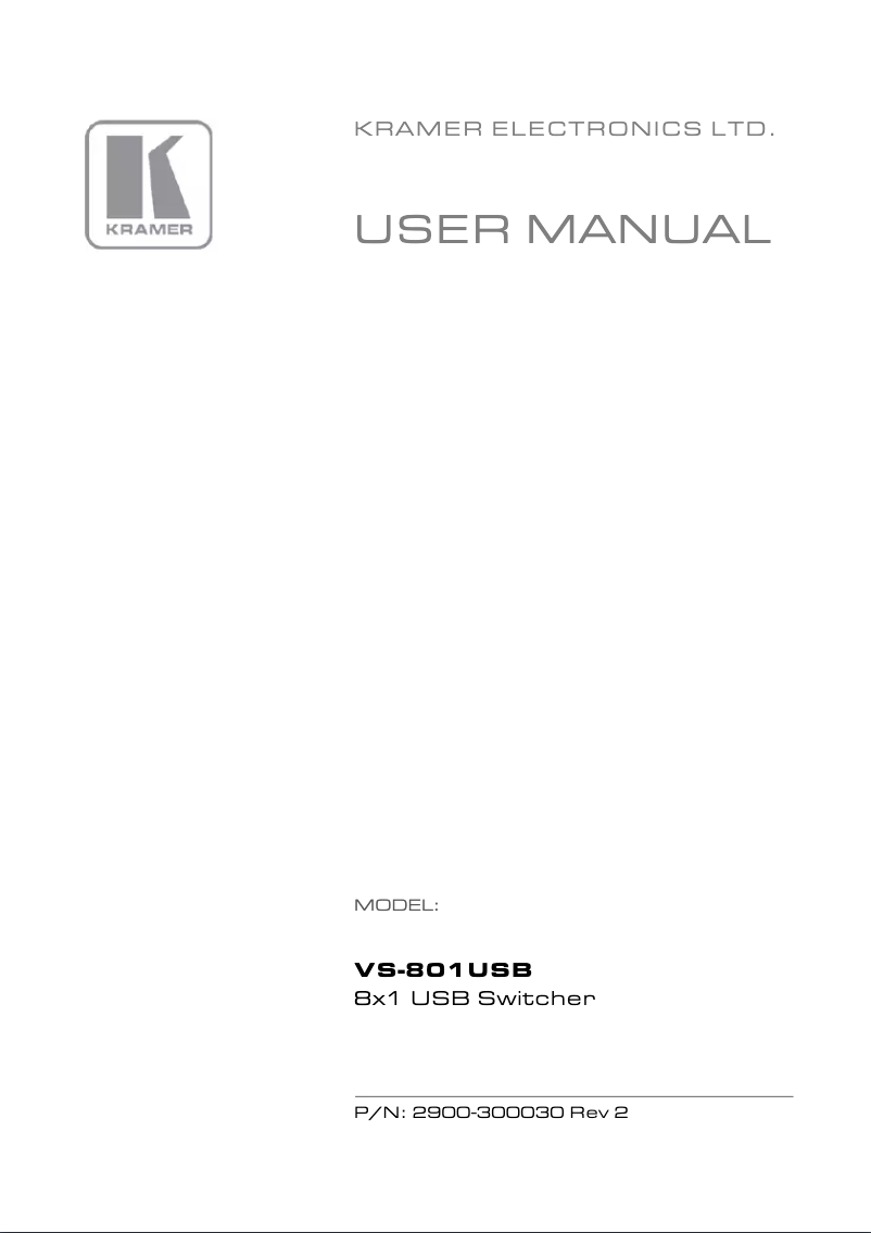 Page n°1 - Manuel utilisateur Kramer VS-801USB