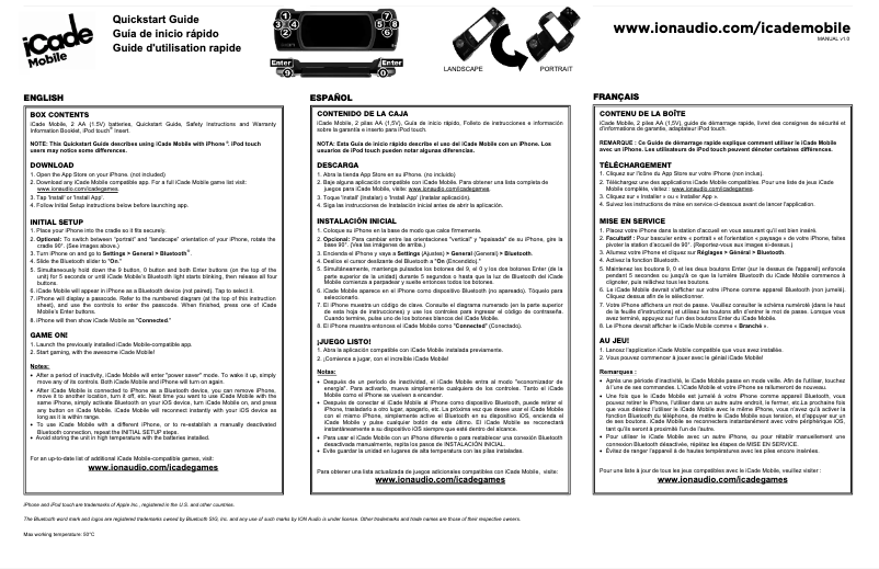 Página 1 del manual Manual de usuario ION iCade Mobile