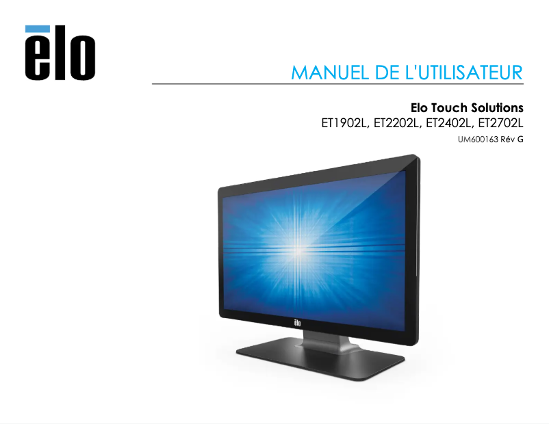 Page 1 de la notice Manuel utilisateur Elo 2202L