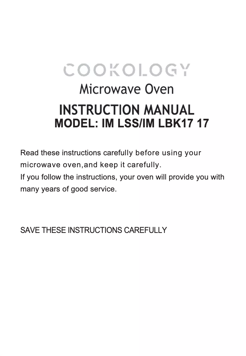 Page 1 de la notice Manuel utilisateur Cookology IM17LBK