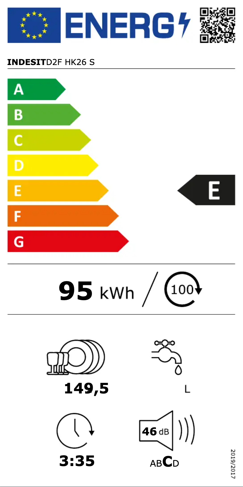 Page n°1 - Label énergétique Indesit D2F HK26 S