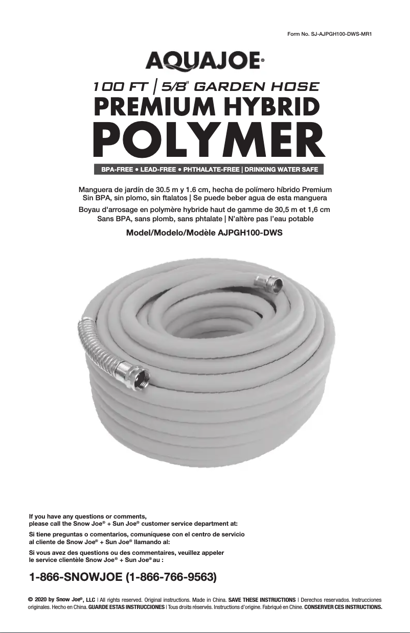 Página 1 del manual Manual de usuario Aqua Joe AJPGH100-DWS