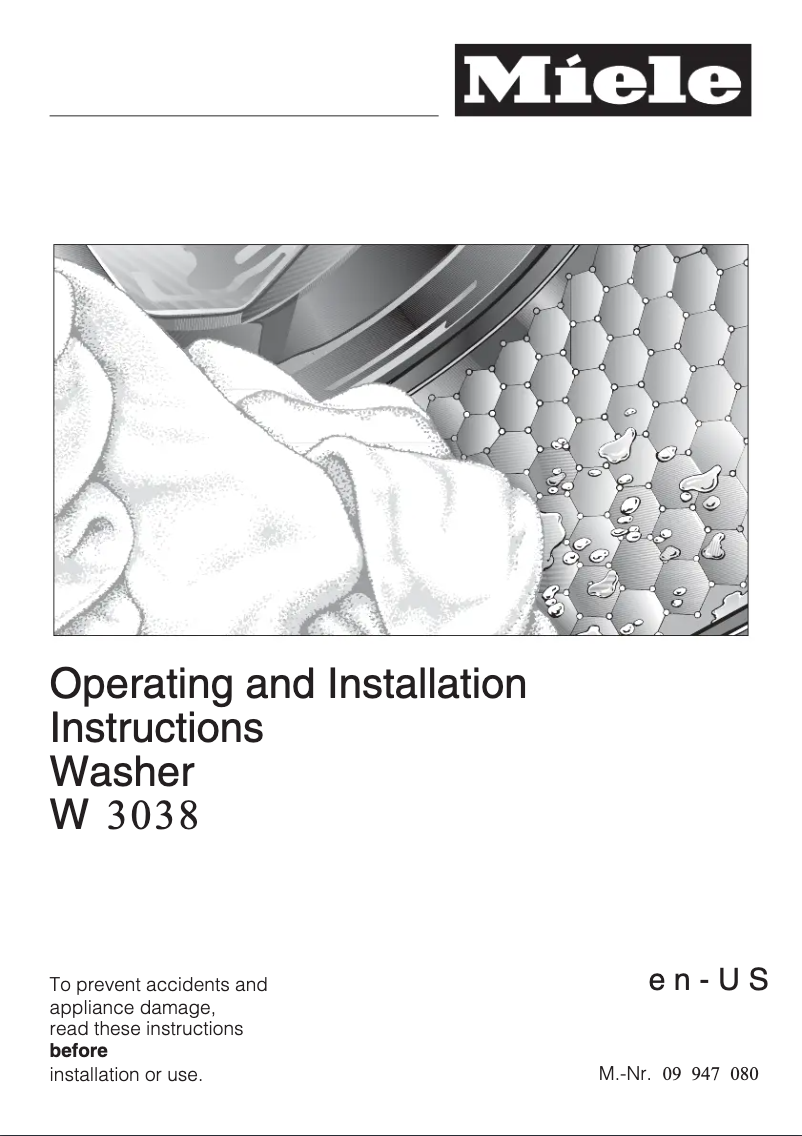 Page n°1 - Manuel utilisateur Miele W 3038