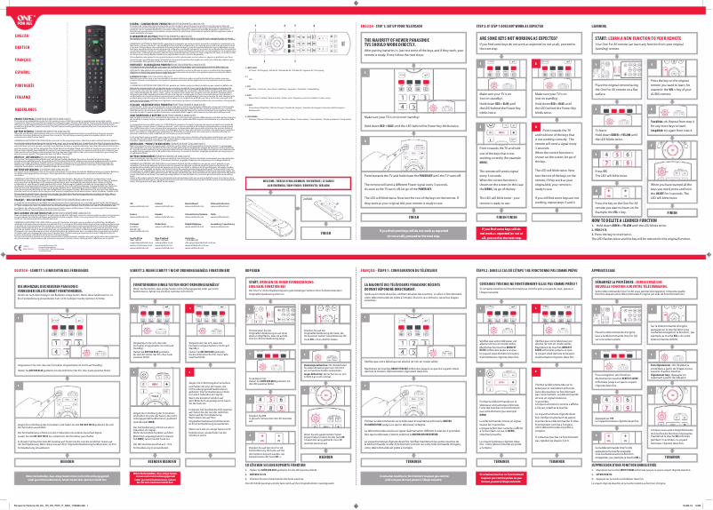Page 1 de la notice Manuel utilisateur One for all URC 1914 Panasonic