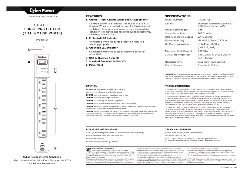 Página 1 del manual Manual de usuario CyberPower P704URC1