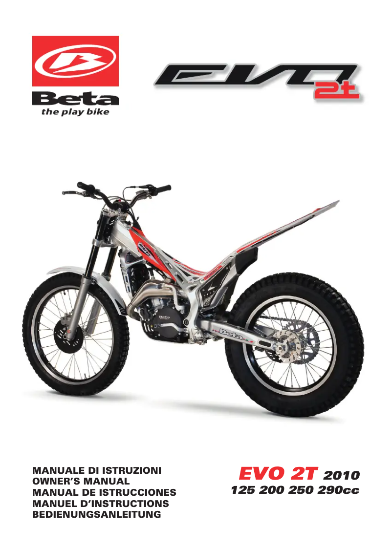Image de la première page du manuel de l'appareil EVO 125 2T (2010)
