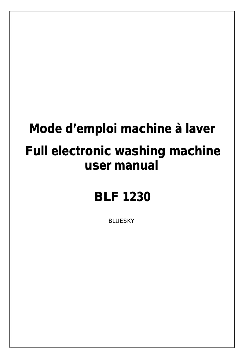 Page n°1 - Manuel utilisateur Bluesky BLF 1230