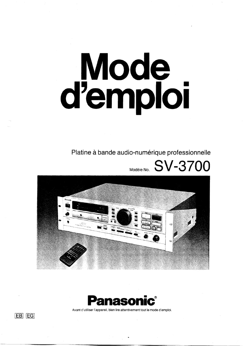 Page n°1 - Manuel utilisateur Panasonic SV-3700