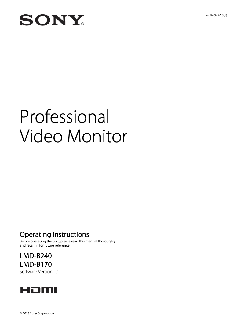 Page n°1 - Manuel utilisateur Sony LMD-B240