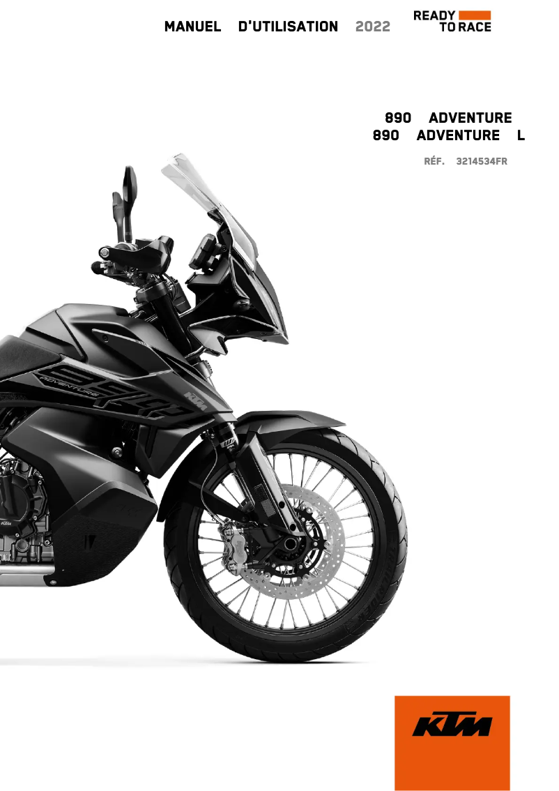 Page 1 de la notice Manuel utilisateur KTM 890 Adventure L (2022)