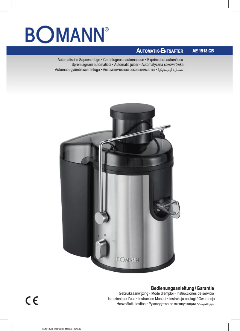 Page n°1 - Manuel utilisateur Bomann AE 1918 CB