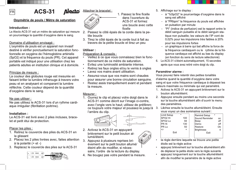 Image de la première page du manuel de l'appareil ACS-31