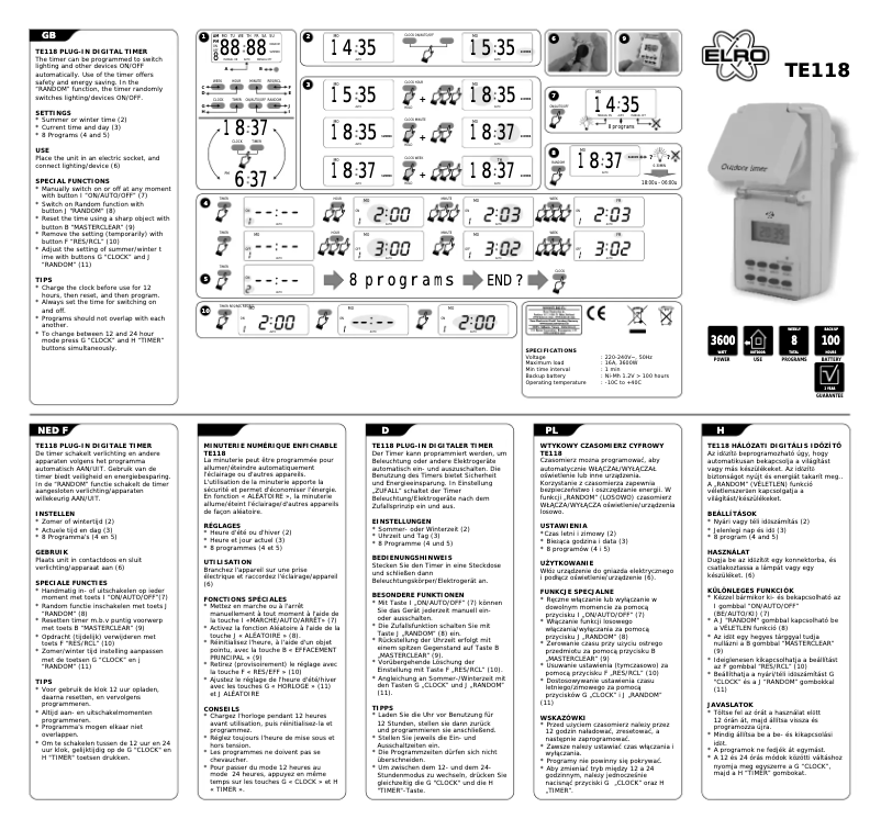 Image de la première page du manuel de l'appareil TE118