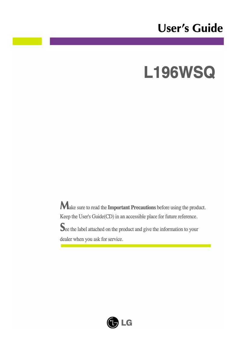 Imagen de la primera página del manual del dispositivo L196WSQ-BF