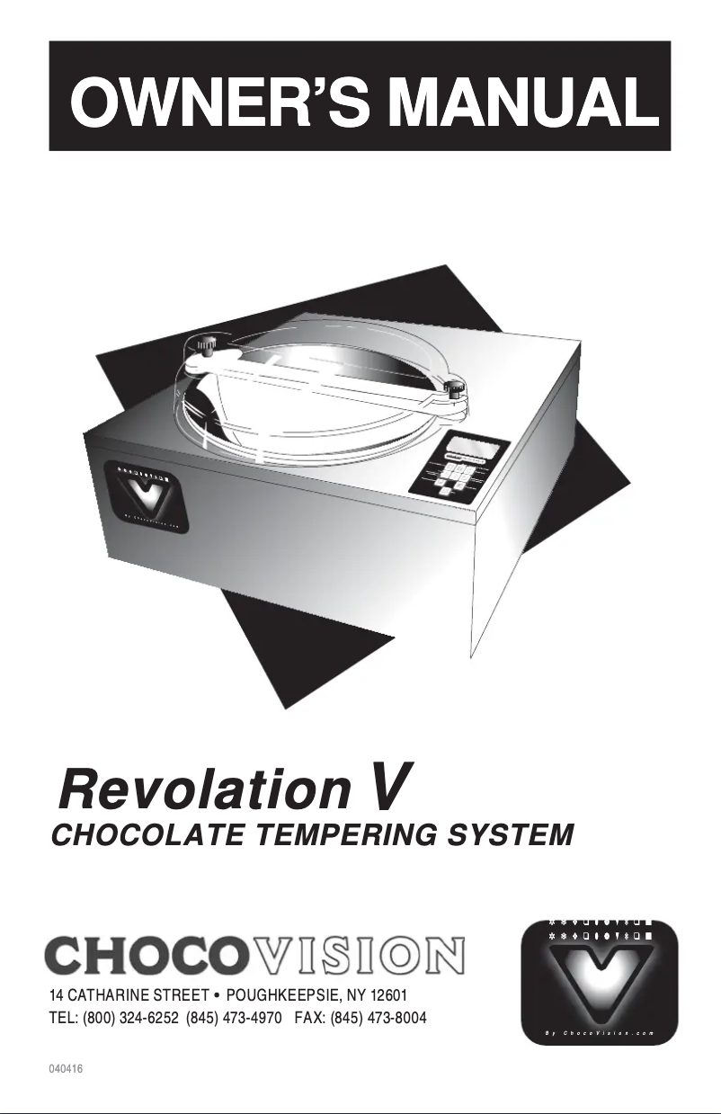 Page n°1 - Manuel utilisateur ChocoVision Revolation V