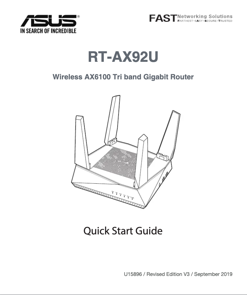 Page n°1 - Guide de démarrage rapide Asus AiMesh RT-AX92U