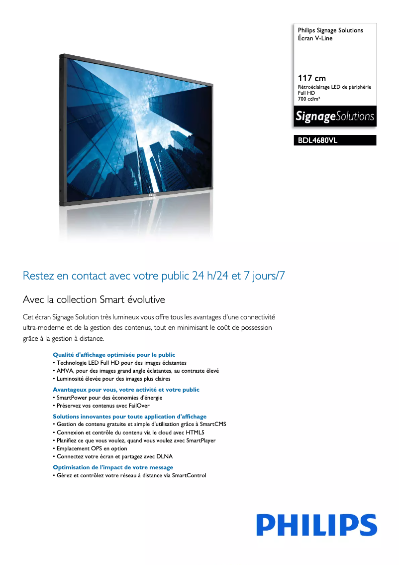 Page n°1 - Fiche technique Philips BDL4680VL