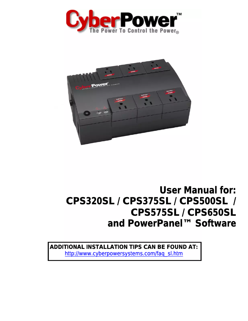 Page n°1 - Manuel utilisateur CyberPower CPS320SL