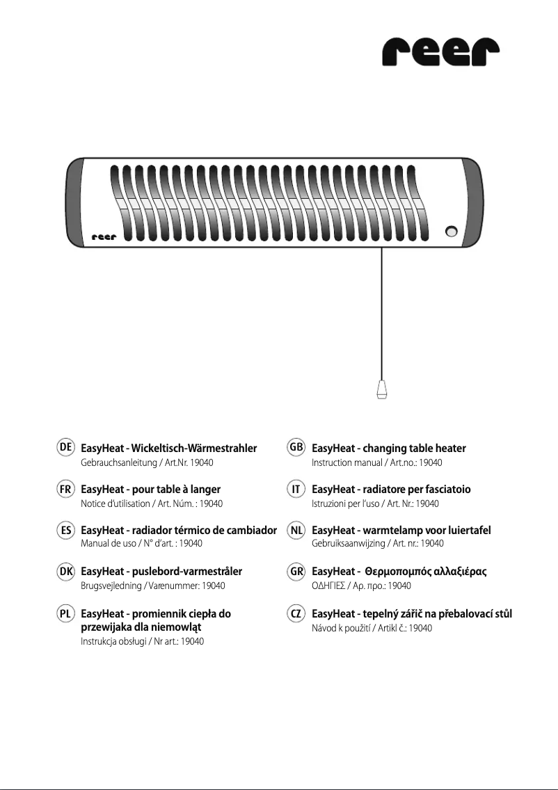 Page 1 de la notice Manuel utilisateur Reer EasyHeat 19040