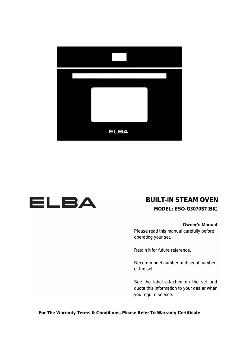 Image de la première page du manuel de l'appareil ESO-G3070ST(BK)