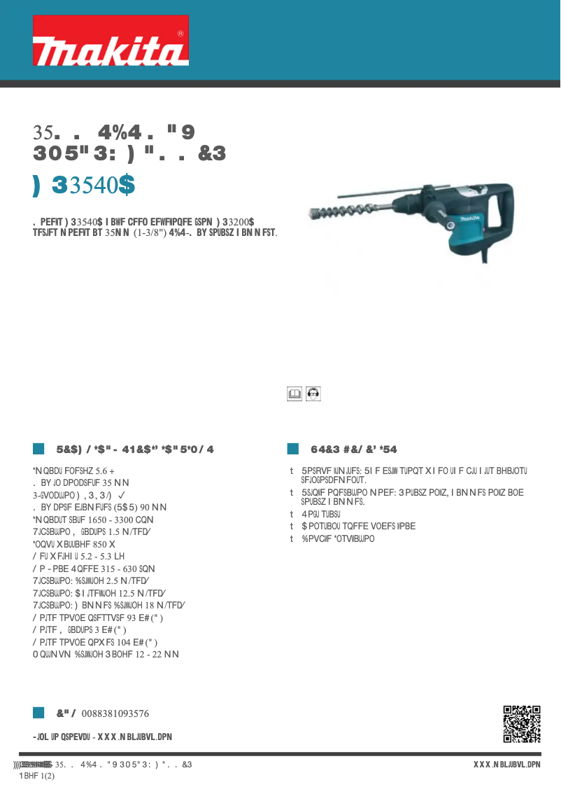 Page n°1 - Fiche technique Makita HR3540C