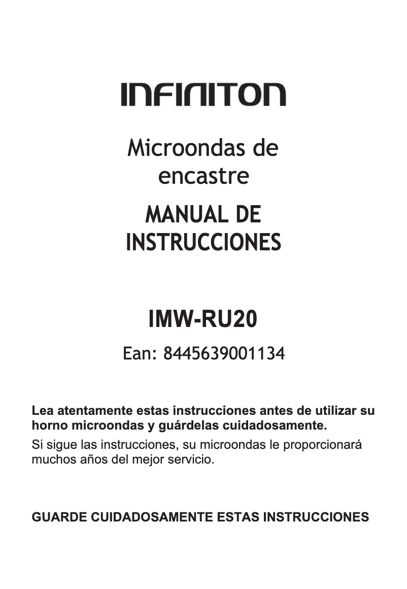 Page 1 de la notice Manuel utilisateur Infiniton IMW-RU20