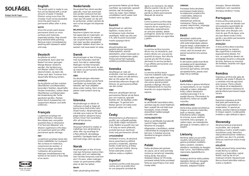 Image de la première page du manuel de l'appareil SOLFÅGEL 105.442.37