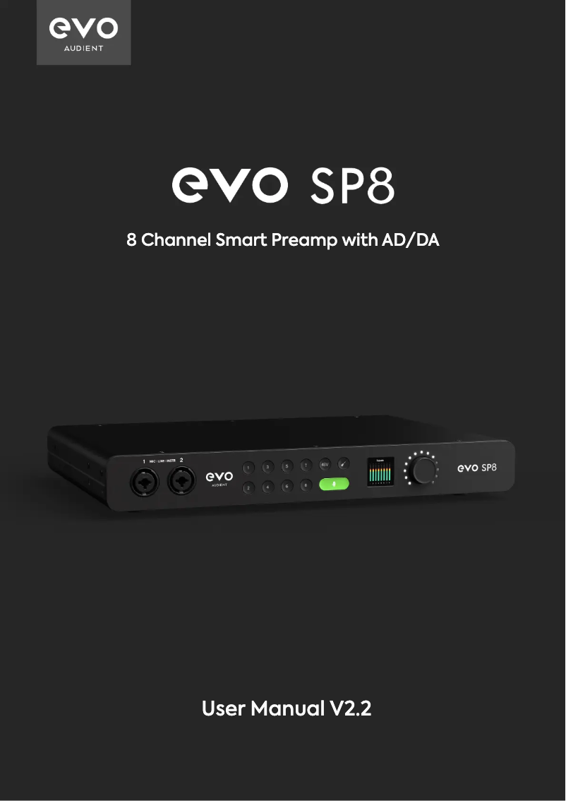 Page 1 de la notice Manuel utilisateur Audient EVO SP8