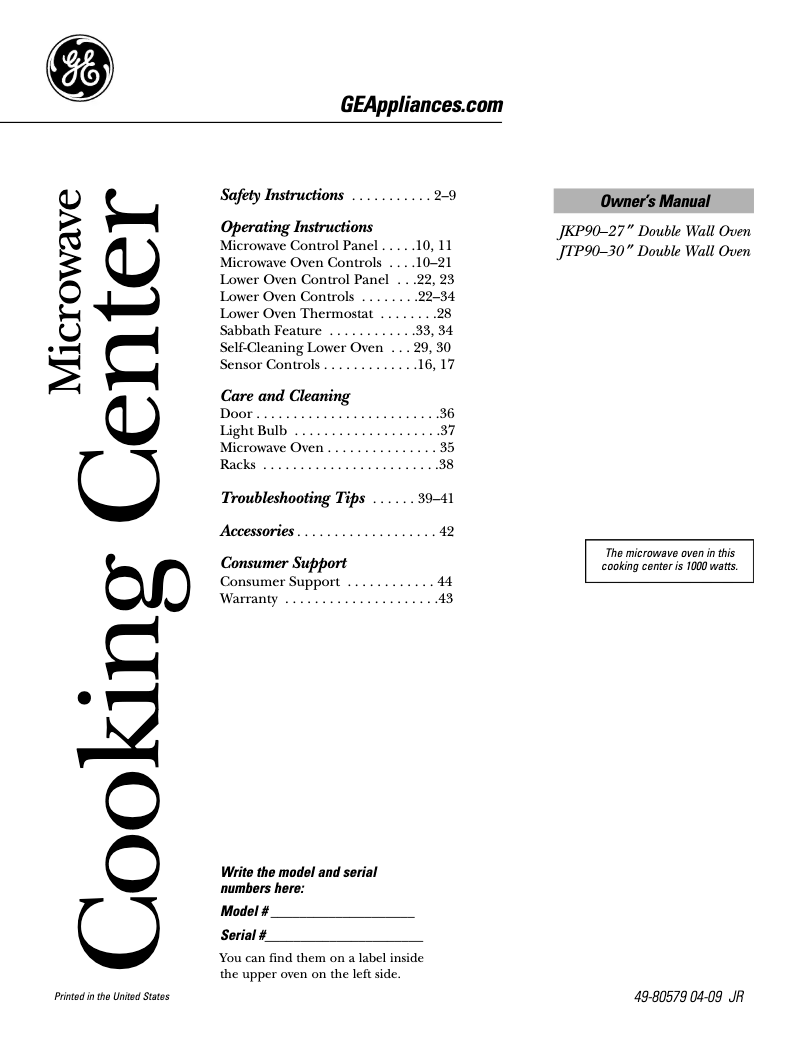 Image de la première page du manuel de l'appareil JTP90DPCC