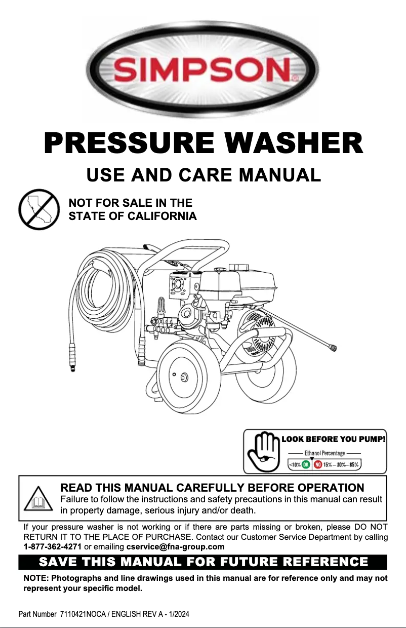 Page 1 de la notice Manuel utilisateur Simpson Pro Series PS61374