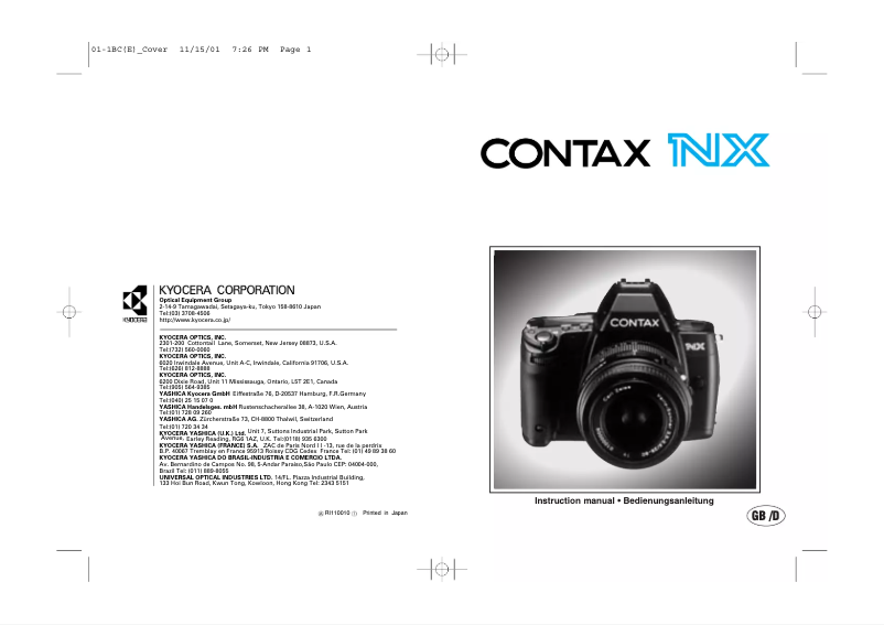 Page n°1 - Manuel utilisateur Contax NX
