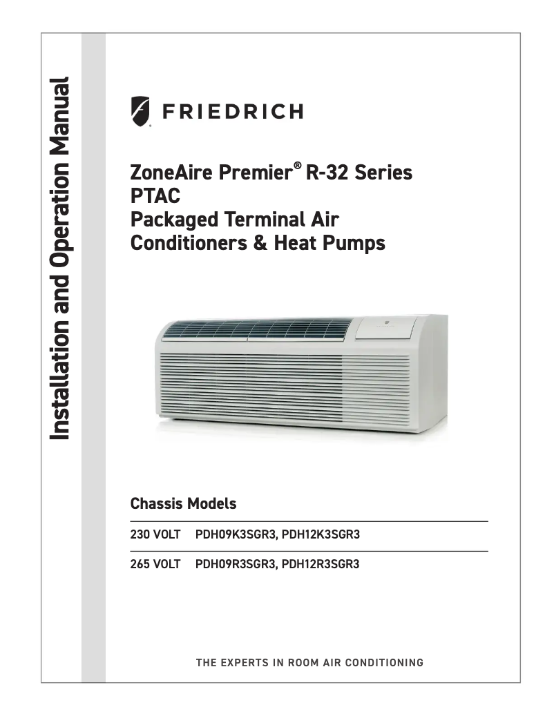 Page n°1 - Guide d'installation Friedrich PDE09K3SG