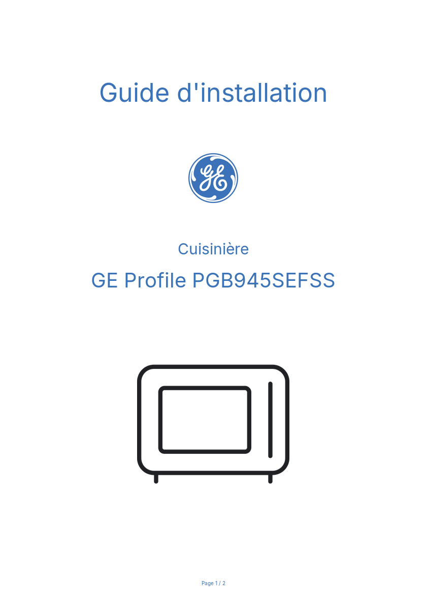 Image de la première page du manuel de l'appareil Profile PGB945SEFSS