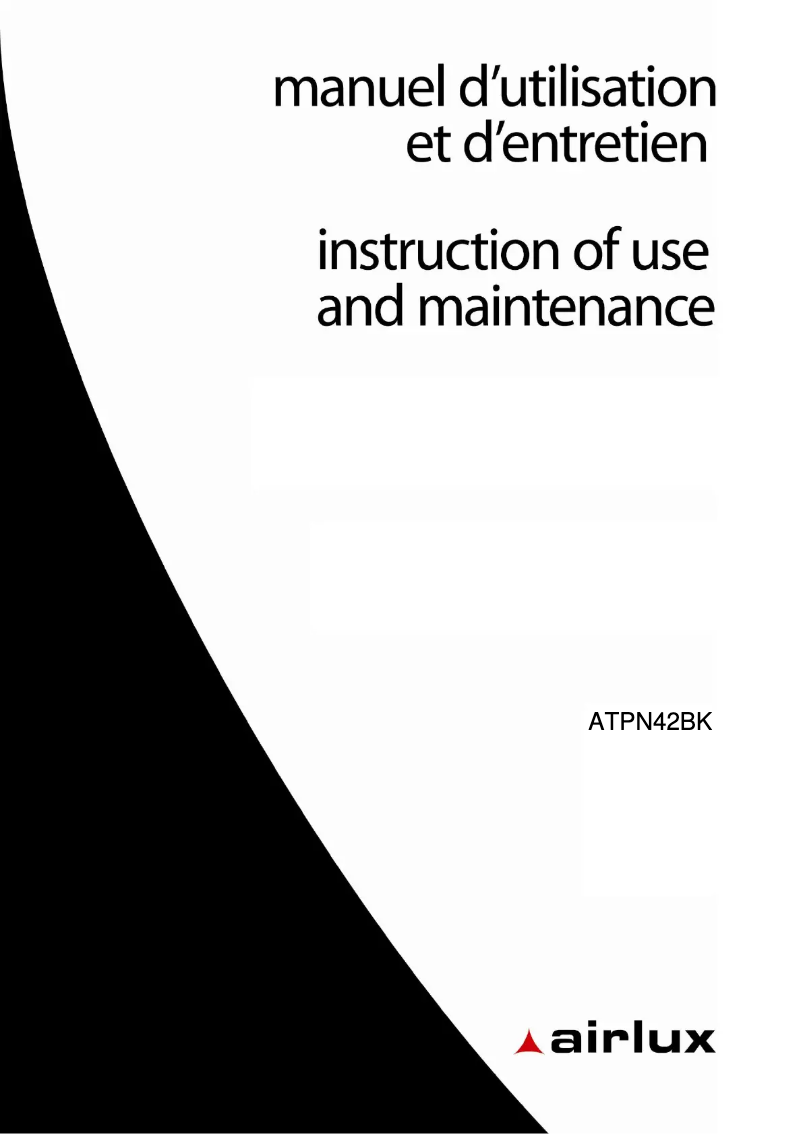 Page 1 de la notice Manuel utilisateur Airlux ATPN42BK