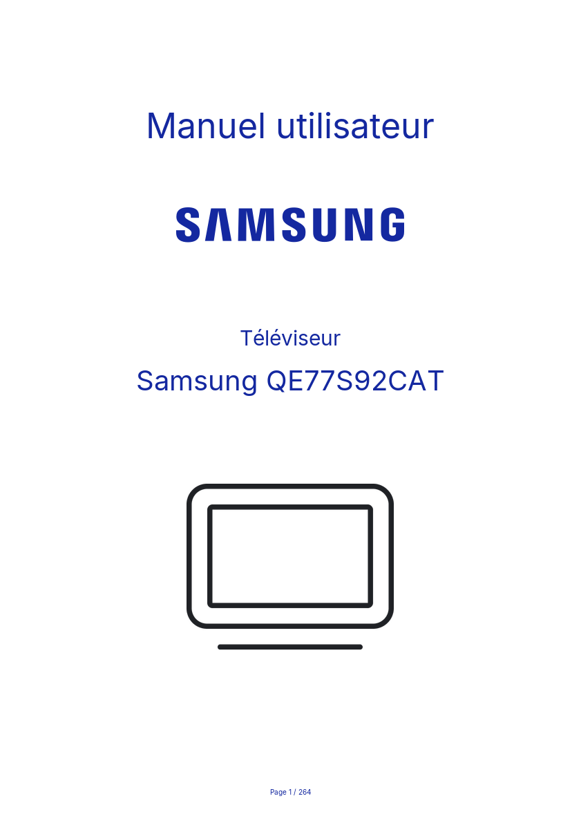 Page n°1 - Manuel utilisateur Samsung QE77S92CAT