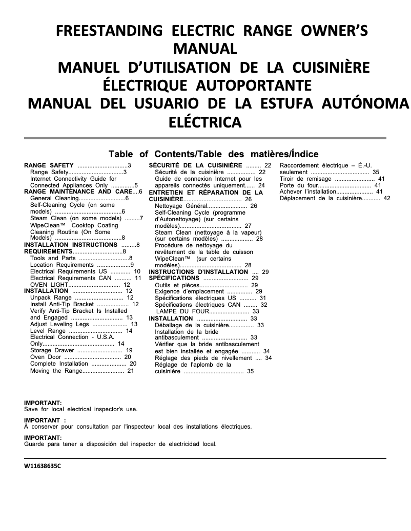 Page n°1 - Manuel utilisateur Maytag MFES8030RZ
