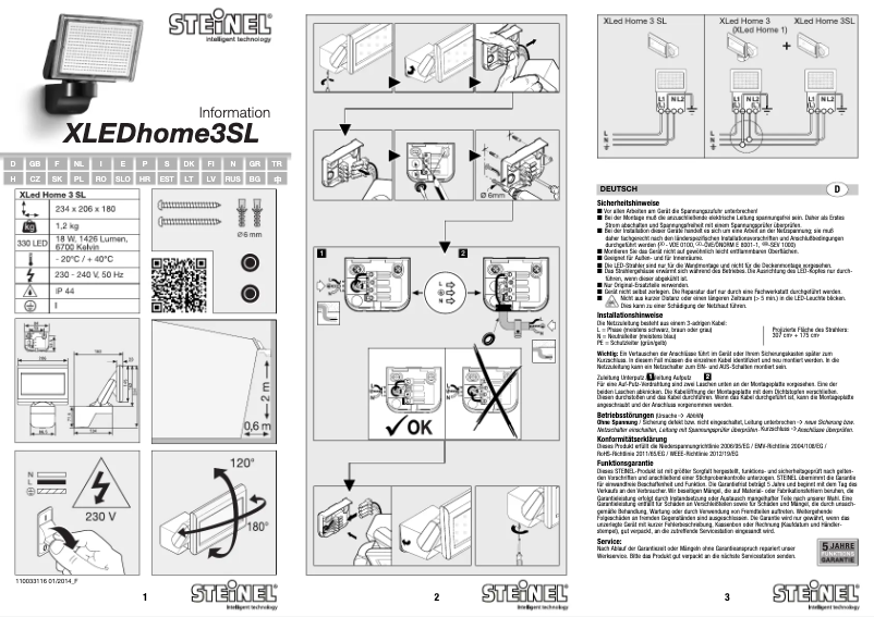 Image de la première page du manuel de l'appareil XLED Home 3 SL