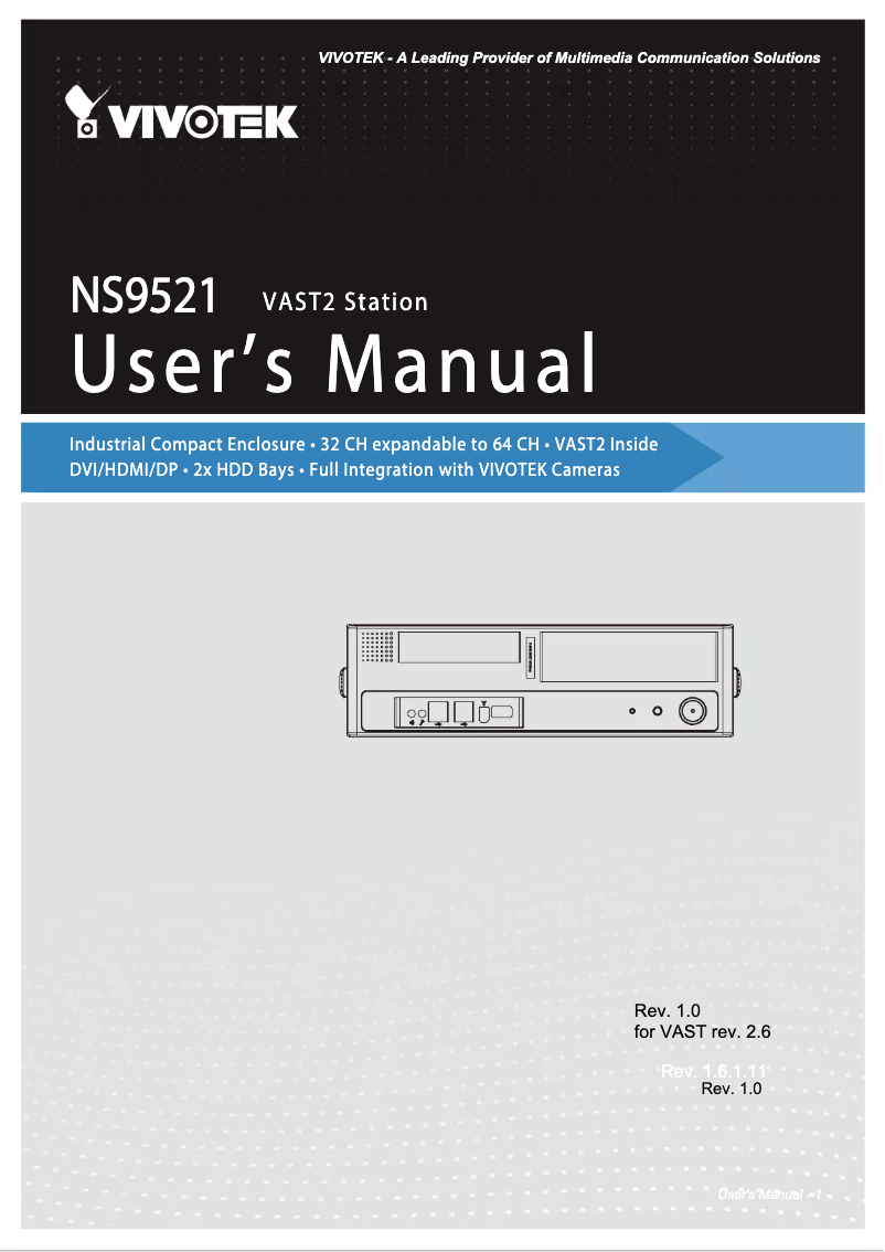 Page 1 de la notice Manuel utilisateur Vivotek NS9521