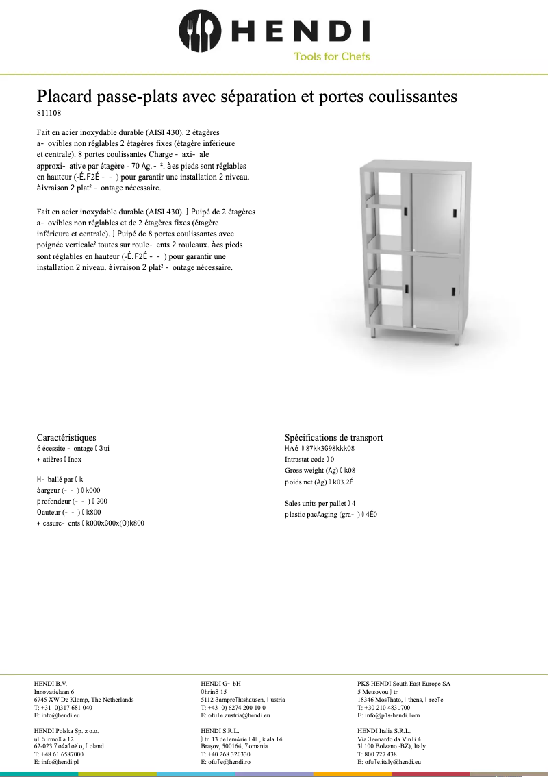 Page 1 de la notice Manuel utilisateur Hendi 811108