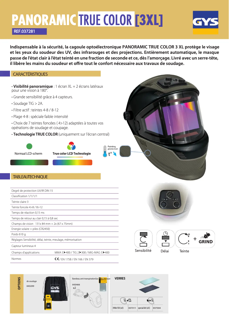 Page n°1 - Fiche technique GYS LCD Panoramic 3XL