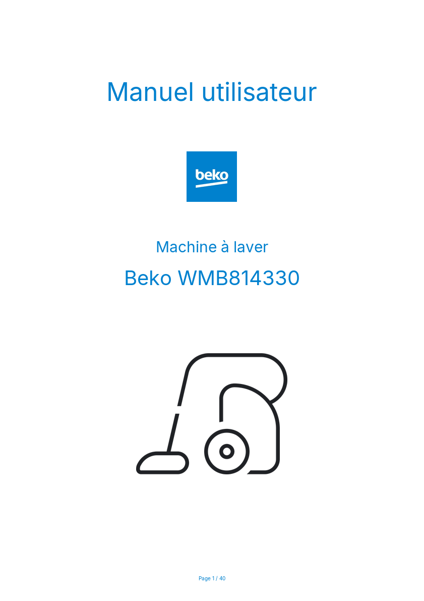 Page n°1 - Manuel utilisateur Beko WMB814330