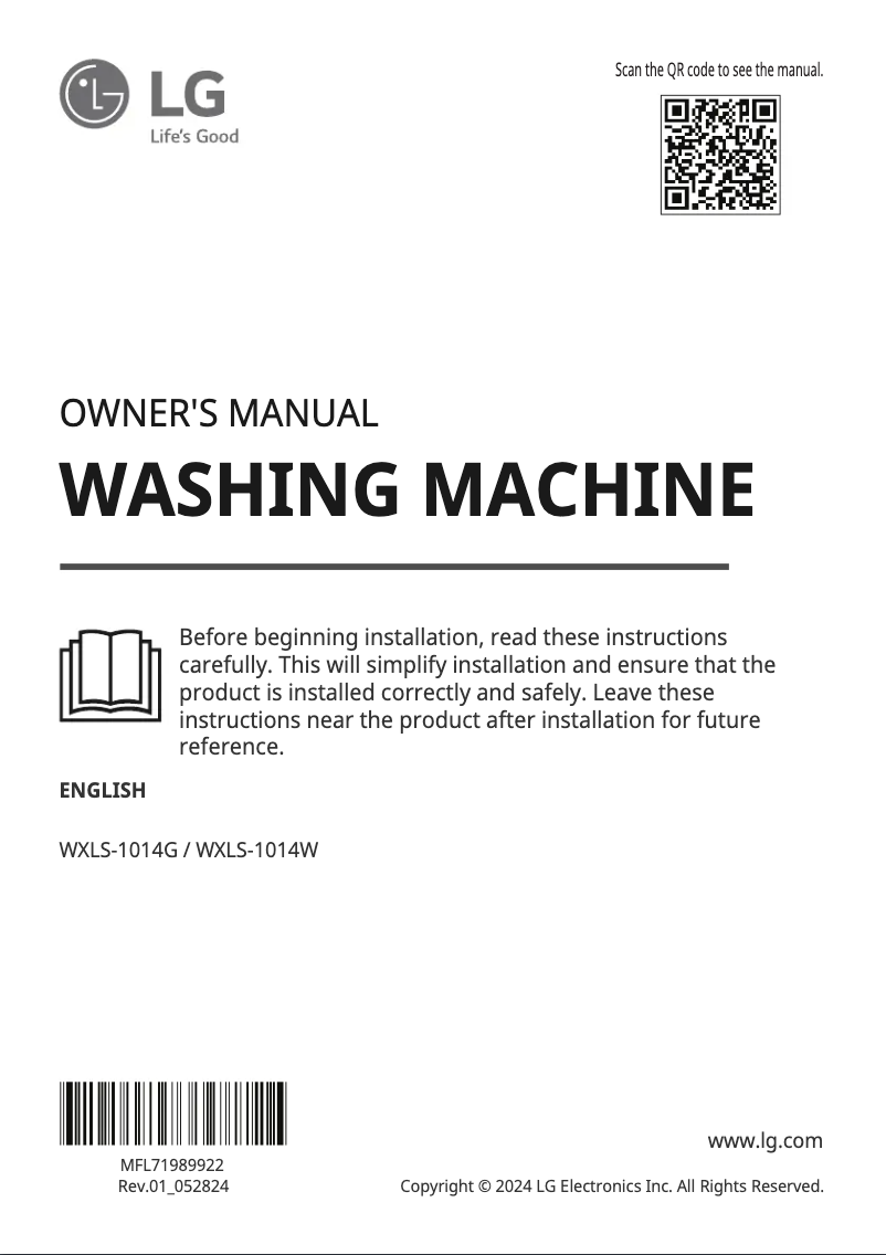 Page n°1 - Manuel utilisateur LG WXLS-1014W