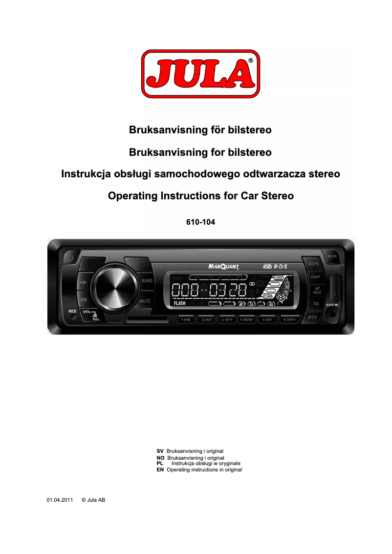 Page n°1 - Manuel utilisateur Marquant 610-104